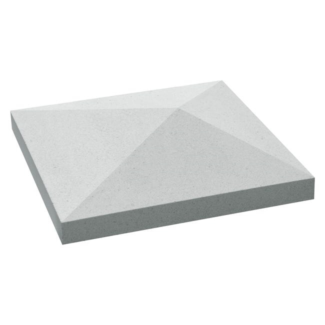 Chapeau de pilier en béton, couleur gris, pointe diamant, 52 x 52 cm