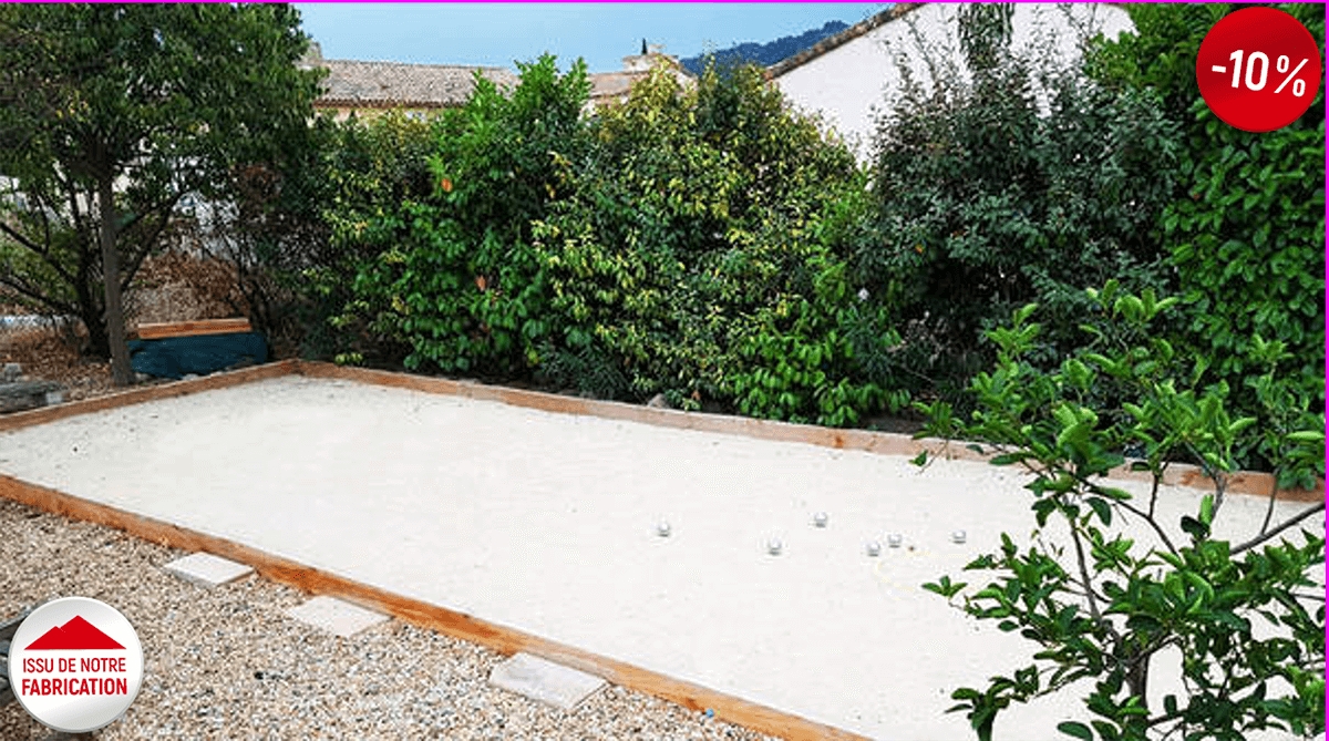 Terrain de pétanque en kit, 50 m2, sable couleur crème
