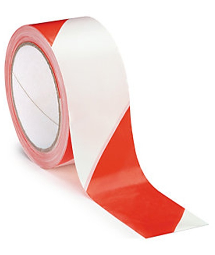 Ruban de chantier, couleur blanc et rouge, long.100 m x larg.50 mm