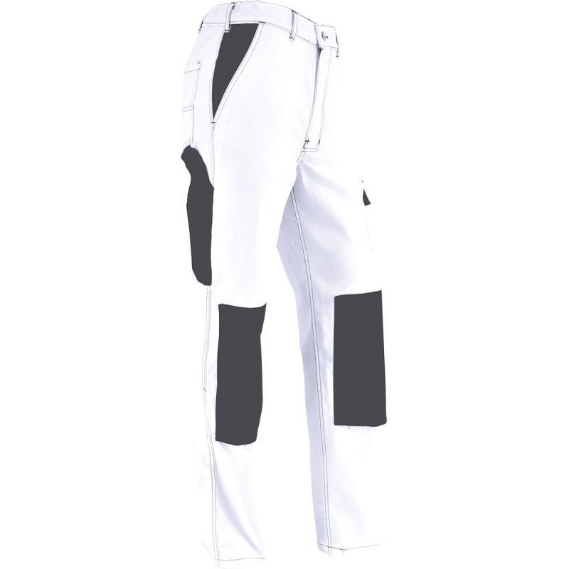 Pantalon homme spécial second oeuvre, genouillères fournies, couleur blanc