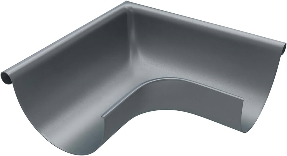 Angle extérieur en acier laquée gris pour gouttière de 33 cm