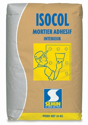 Mortier colle pour doublage, Semin Isocol, sac de 25 kg