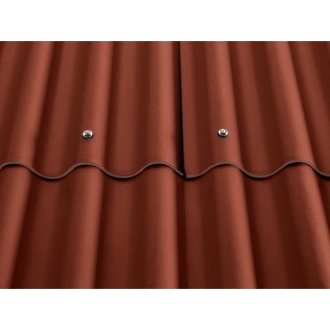Plaque fibre-ciment ondulée, 5 ondes, couleur rouge brun, long.1,52 m