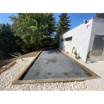 Terrain de pétanque en kit, 50 m2, sable couleur noir