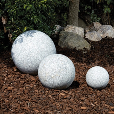 Sphère décorative en pierre naturelle, granit gris