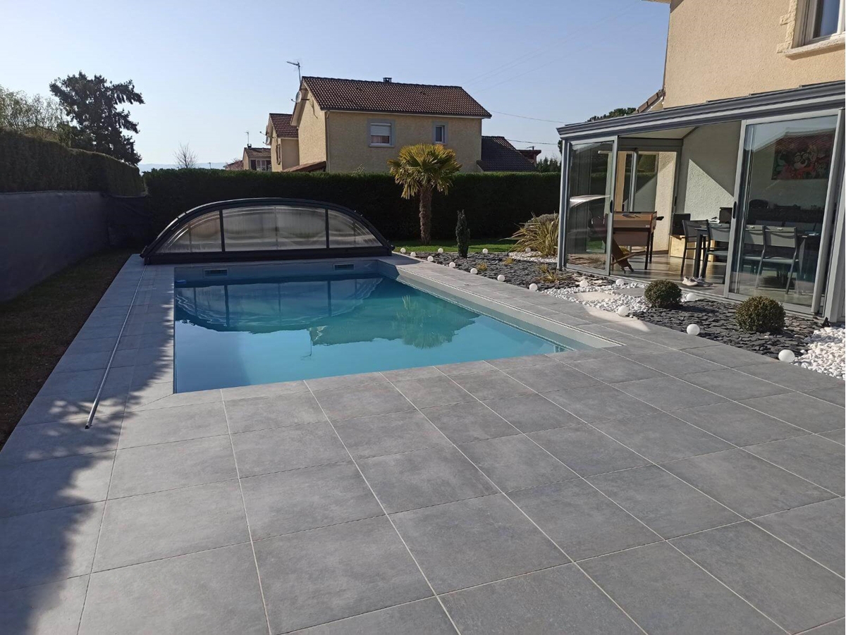 Margelle grès cérame, série TSM42, couleur gris, 30x60x2 cm