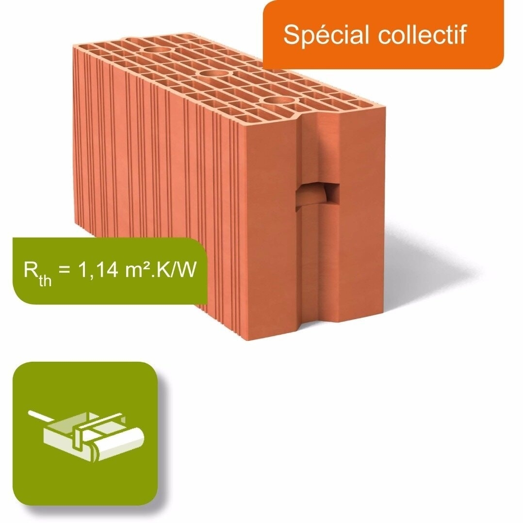 Brique de mur Urban bric, terre cuite, r=1,14, L.56 x l.20 x ht.27,4 cm