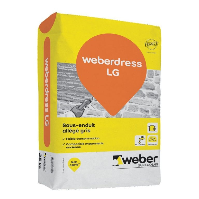 Sous enduit allégé gris, WEBERDRESS LG, sac de 25kg