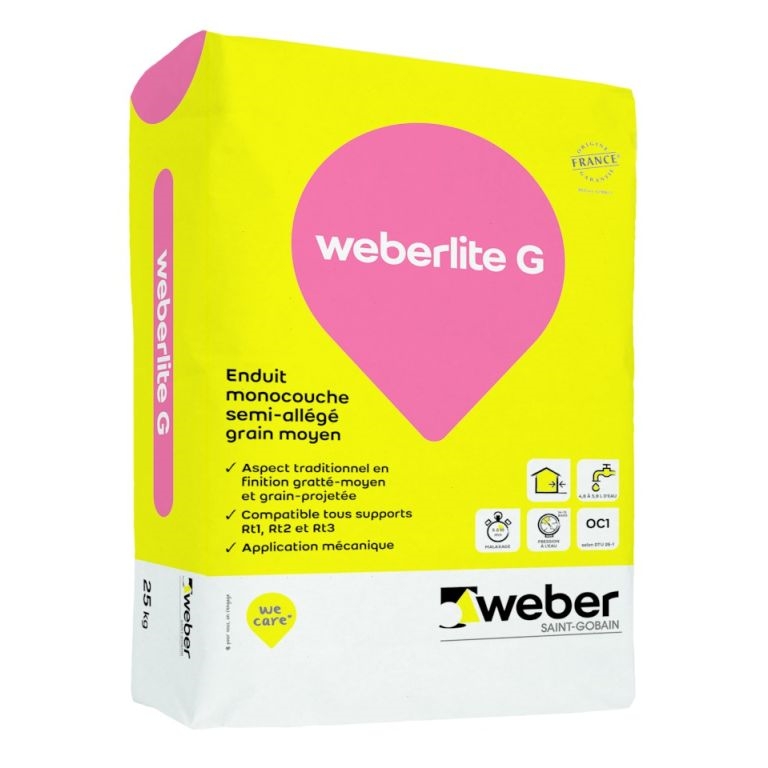 Enduit de façade colore WEBER LITE G, Weber, sac de 25 kg