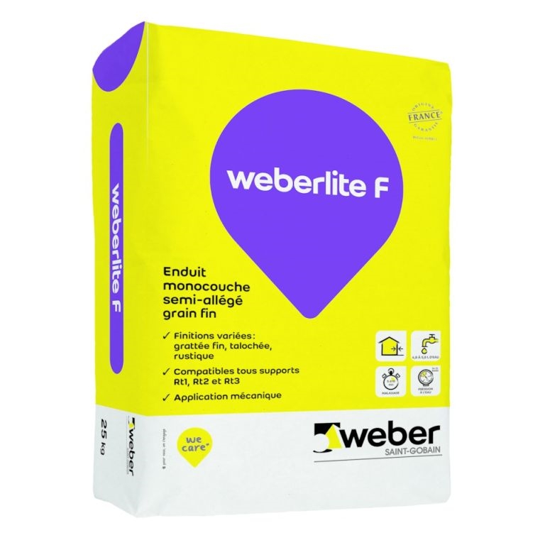 Enduit de façade colore WEBER LITE F, coloris blanc