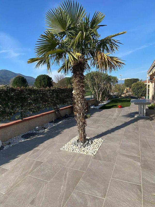 Carrelage extérieur aspect pierre naturelle, gris/beige, L.90 x l. 45 x ép.2 cm