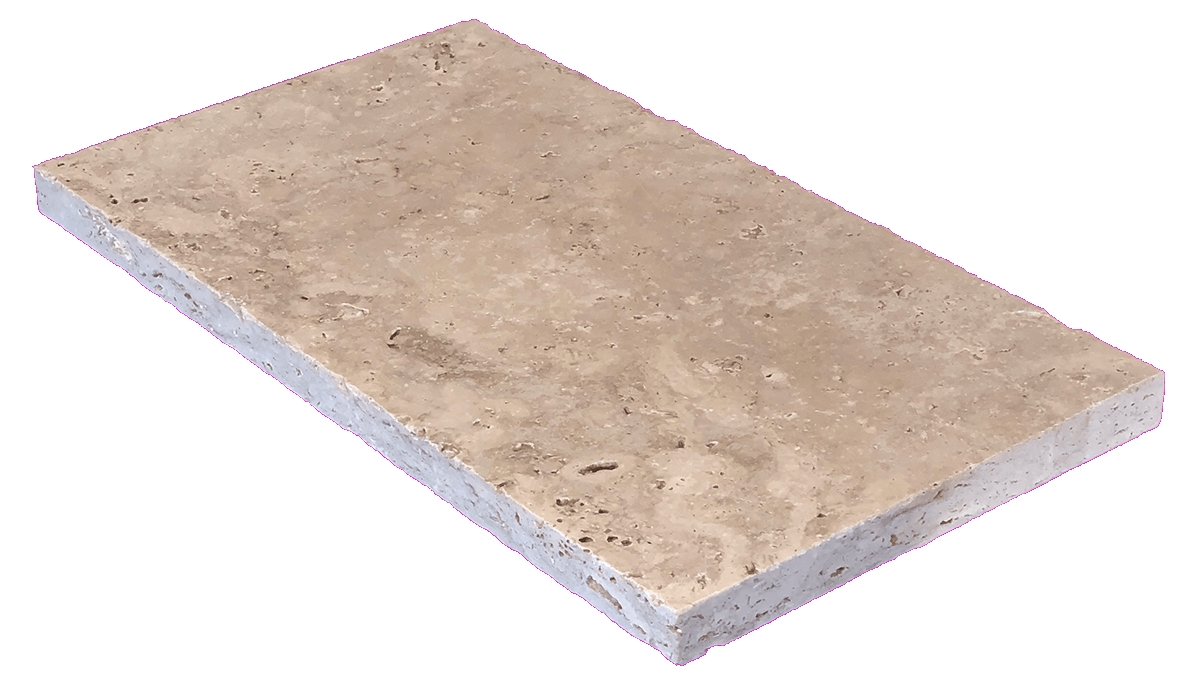 Margelle travertin mixte beige vieillie 61x33x5 cm