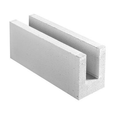 Bloc chainage horizontal en béton cellulaire, long. 62,5 x larg.20 x ht.25 cm