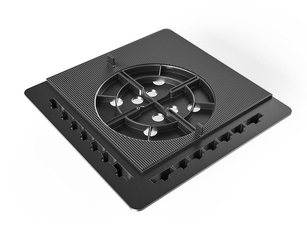 Plaque a dalle jouplast pour réalisation de plinthe sur une terrasse, 200 x 200