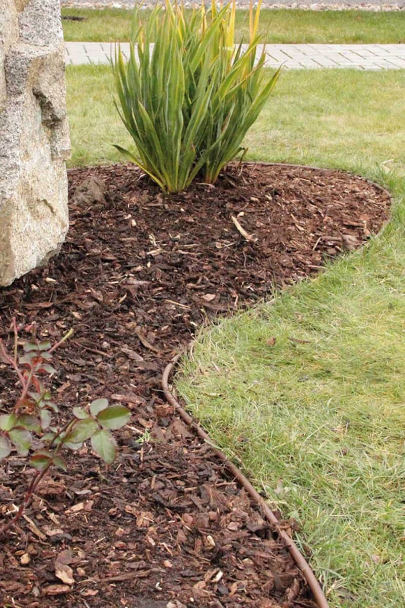 Bordure de jardin en polyéthylène et flexible, couleur noir, rouleau de 6 m x 10