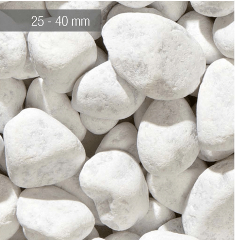 Galet marbre blanc de carrare 25 - 40 mm