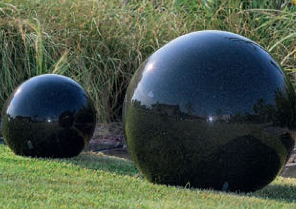 Sphère décorative en pierre naturelle, marbre noir, diamètre 40 cm