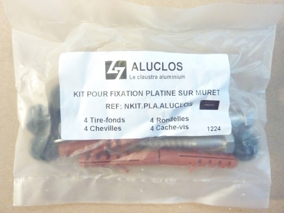 Kit de fixation 4 chevilles pour platines aluclos pour muret arrondi ou plat