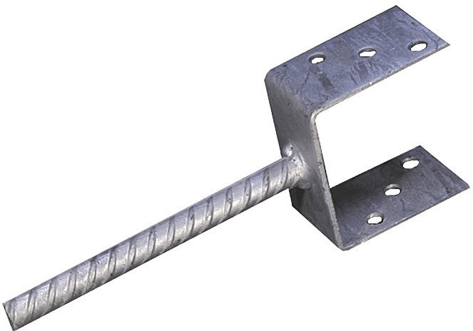 Pied de poteau à sceller en U pour poteau bois 9x9cm