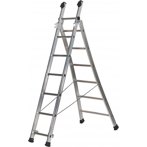 Echelle transformable à base évasée - 2 plans - longueur repliée 2.5m