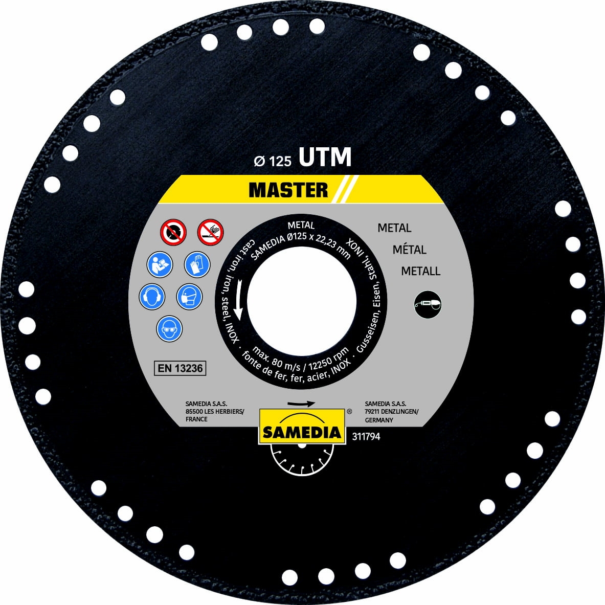 Disque diamant pour métaux master UTM, diam. 125 mm
