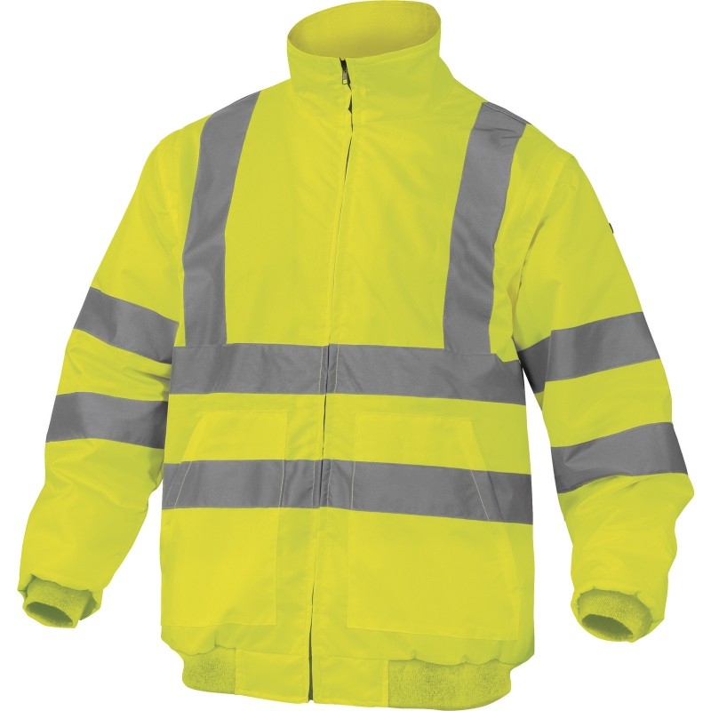 Manteau d'hiver haute visibilité, doublage polaire, couleur jaune fluo