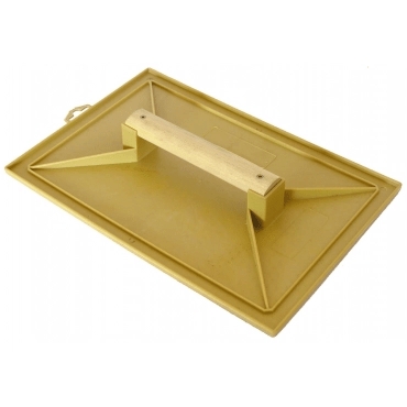 Taloche en plastique jaune avec poignée bois, 18x27 cm