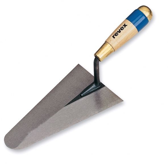 Truelle ronde italienne, acier trempe, manche bois, long.180 mm