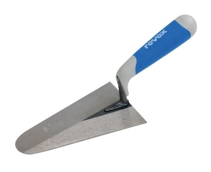 Truelle ronde italienne, acier trempe, manche bi-matière, long.180 mm