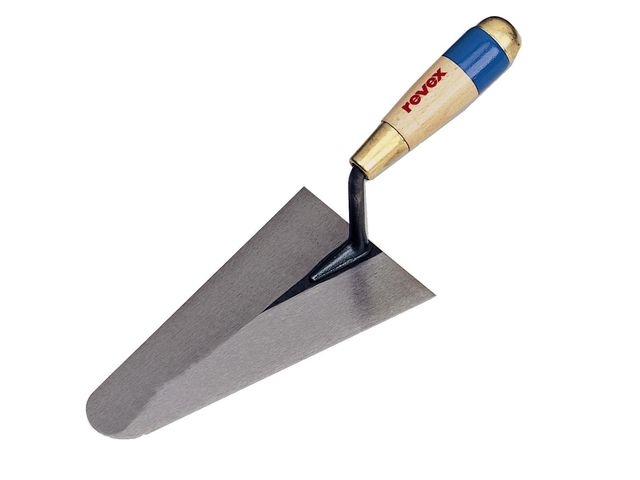 Truelle ronde italienne, acier trempe, manche bois, long.220 mm