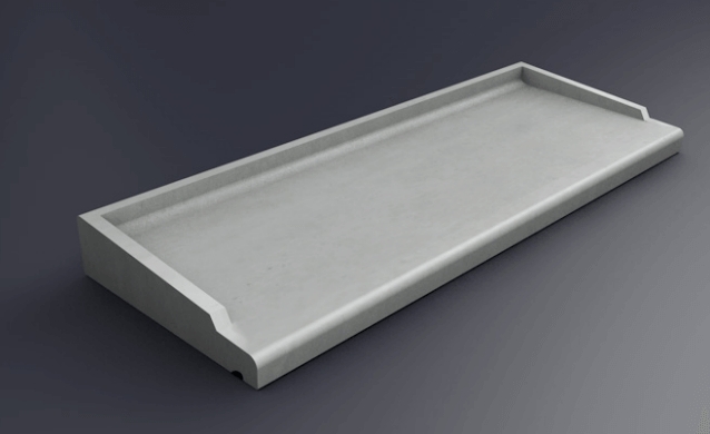 Appui de fenêtre béton PBM ABS 1, surface lisse, largeur 28.5 cm