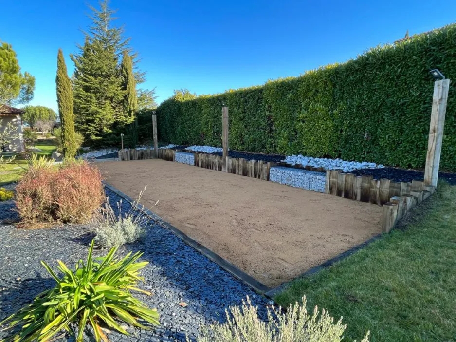 Terrain de pétanque en kit, 50 m2, sable couleur ocre