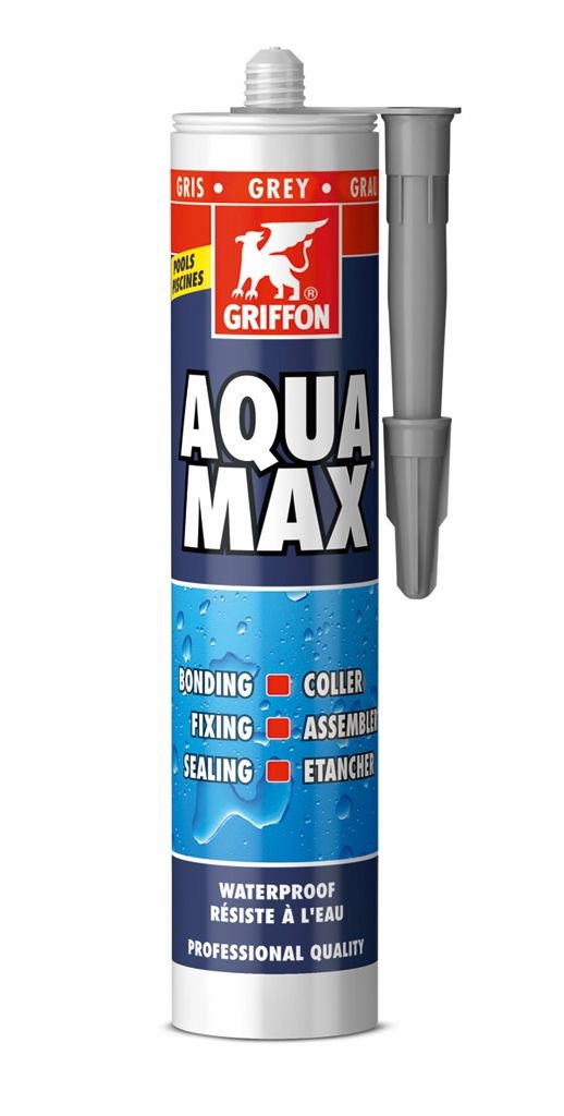 Mastic colle spécial piscine, Aqua Max, couleur gris, cartouche 425 g