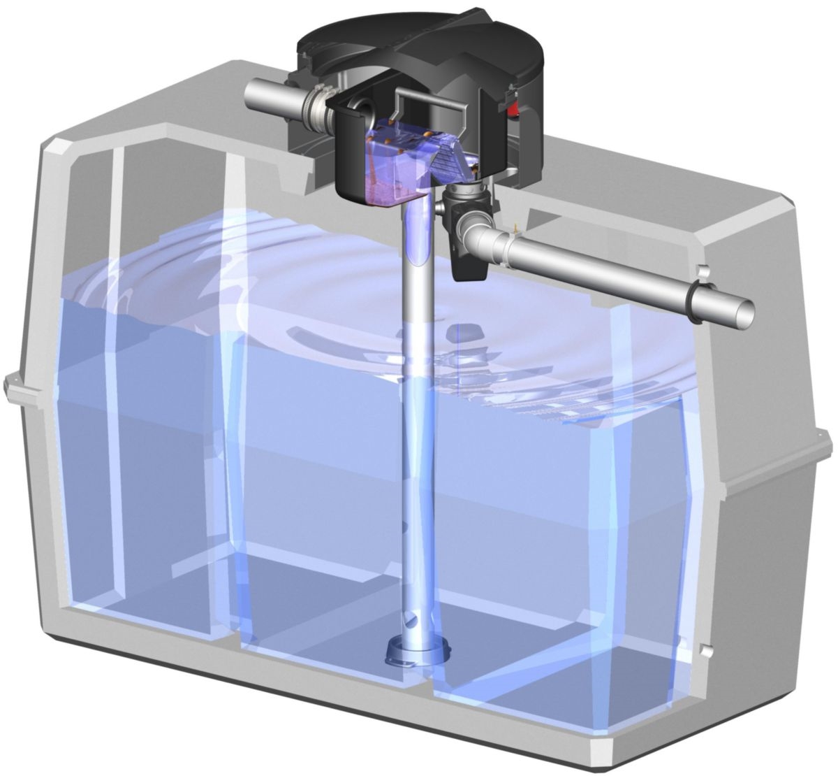 Cuve de stockages des eaux pluviales en béton, capacité 3000 litres, avec kit