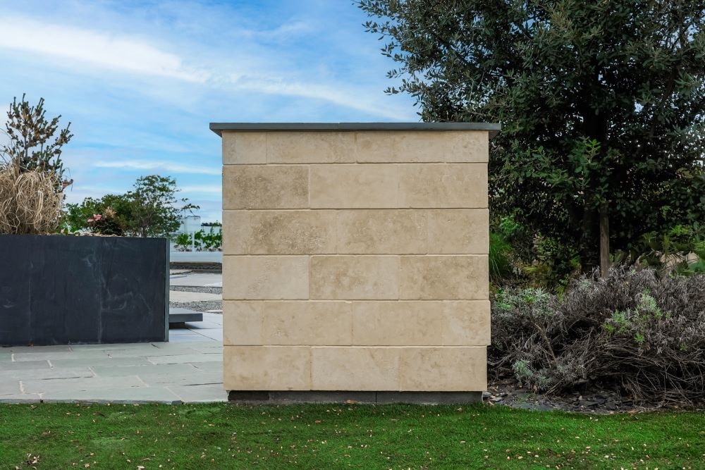 Plaquette parement en travertin beige, L.20.3 x l.40.6 x ép. 1.2 cm