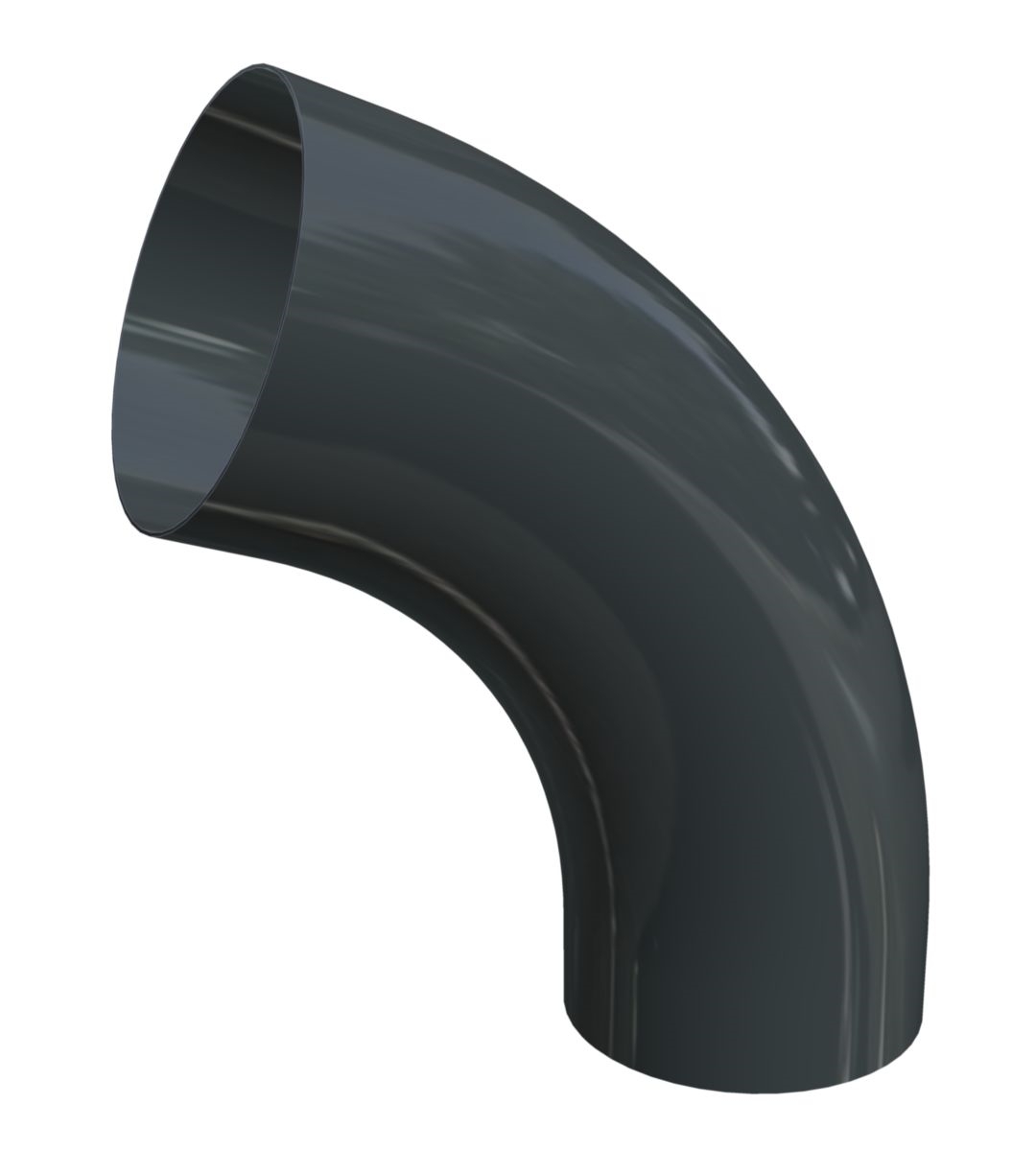 Coude en acier laqué gris anthracite (RAL7016), Diamètre 100 mm, angle de 72