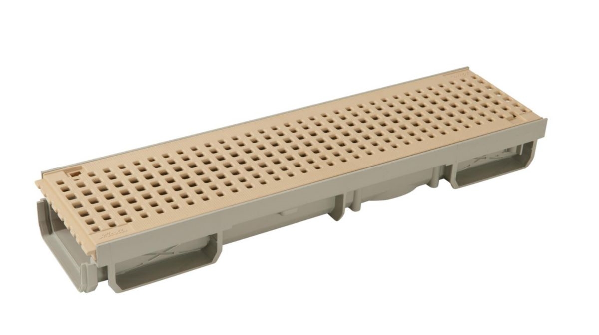 Caniveau Connecto avec grille spéciale piscine, couleur sable, long. 50 cm