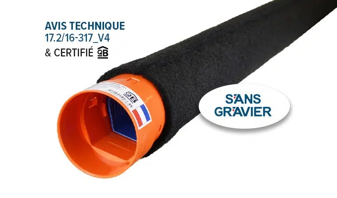 Drain 3 en 1 Batifibre SN4 enrobé en fibre polypropylène, diam. 90mm x L. 2.5 m