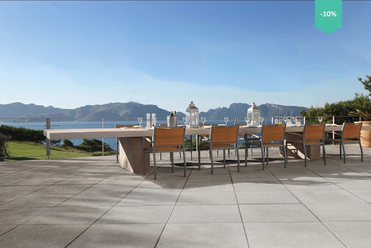 Dalle béton décoratif lisse, série Calanco, couleur gris, L.50 x l.50 x ép.5 cm