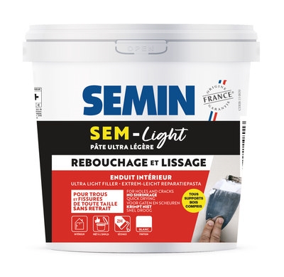 Enduit de rebouchage et lissage sem light , seau de 1L