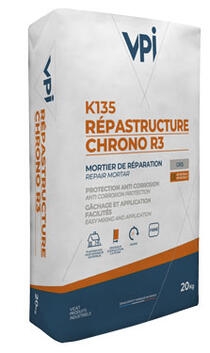 Mortier de réparation fibré K135 Répastructure chrono R3, sac de 20 kg