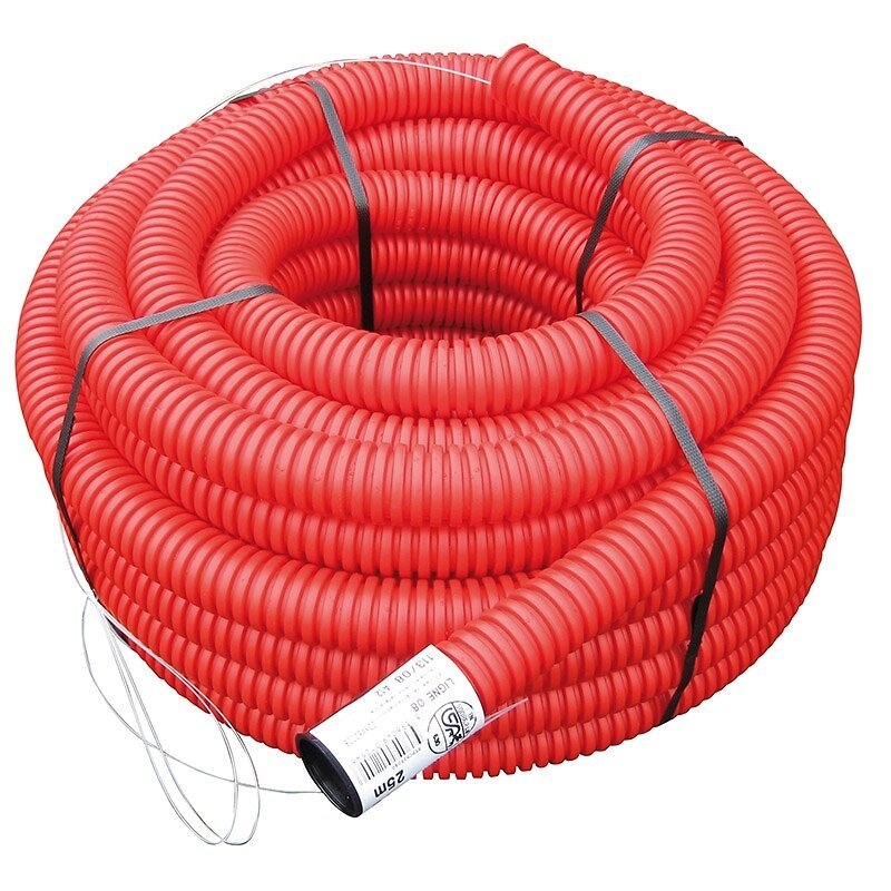 Gaine TPC pour réseaux enterrés, diam 90 mm, couleur rouge (électricité)