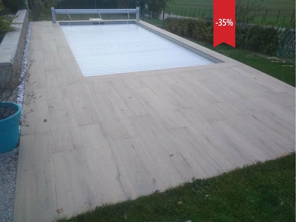 Carrelage extérieur ekho effet bois, beige, L.30 x l. 120 x ép.2 cm