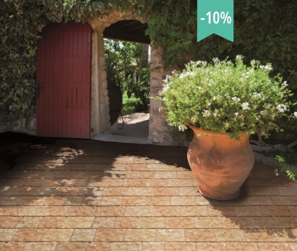 Pavés béton Multiformats, Artemania, couleur sable saumon, épaisseur 6 cm