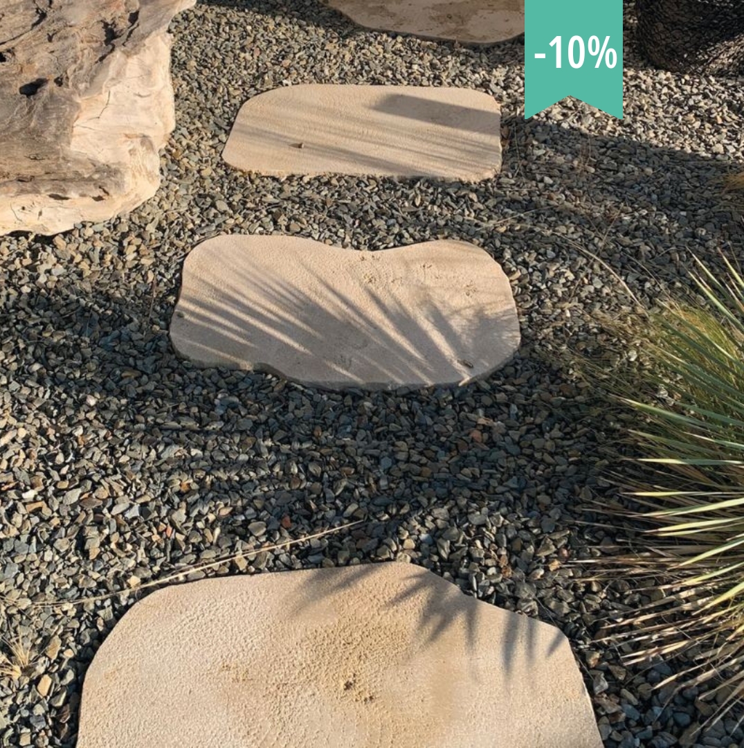 Pas Japonais en pierre naturelle Beige, Format libre, finition sablée/poncée