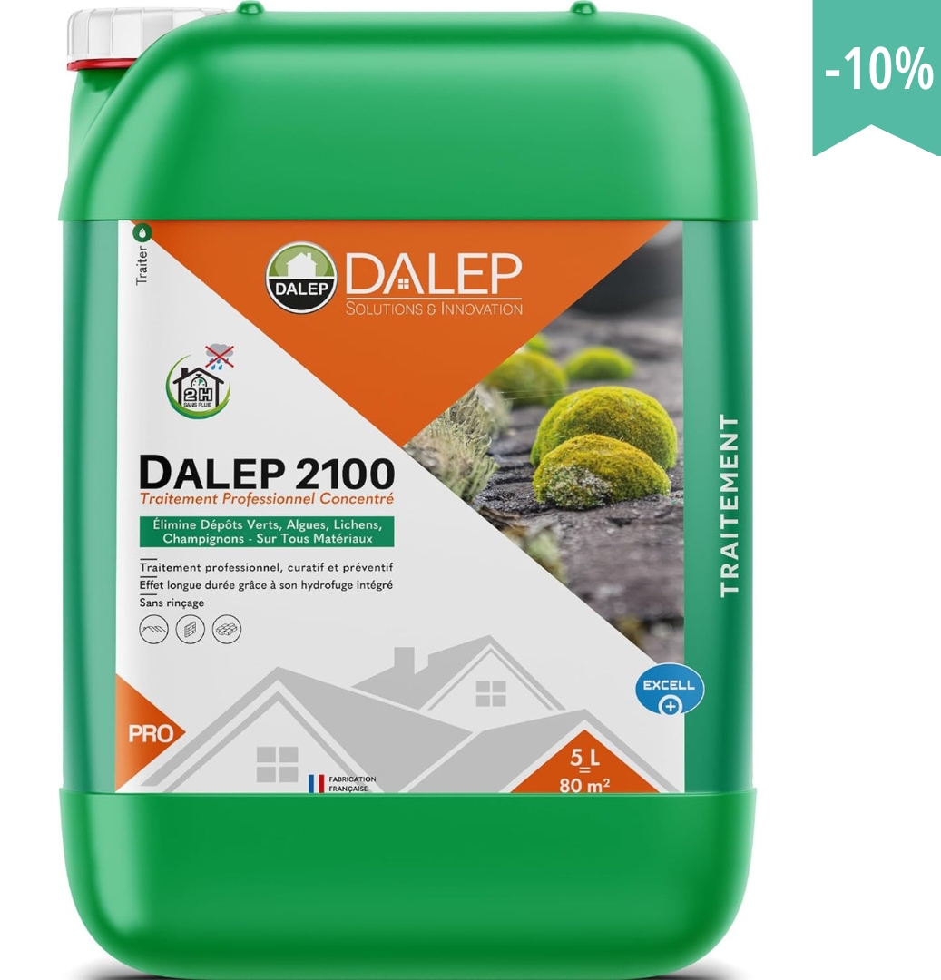 Antimousse et hydrofuge Dalep 2100, bidon de 10 litres (~150m²)