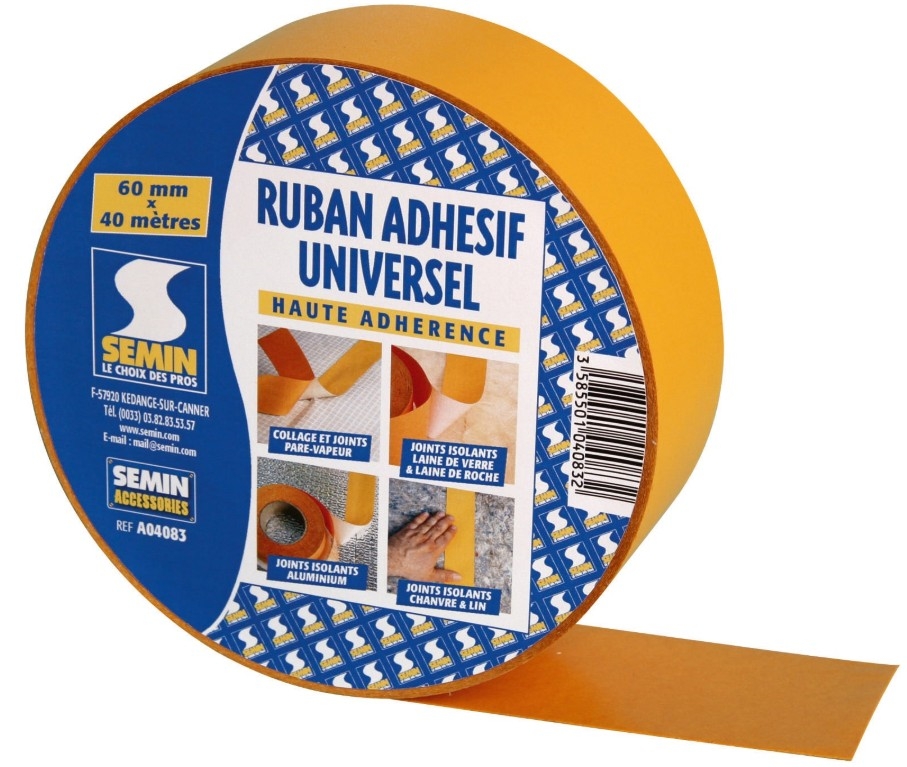Ruban adhésif universel pare vapeur – Rouleau de 60 mm x 40ml