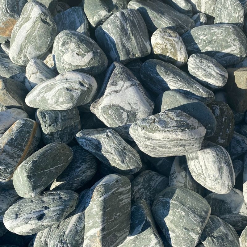 Galet de Marbre White Green, calibre 150 à 300 mm, Big Bag de 1 T