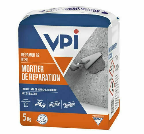 Mortier de réparation fibré k120, couleur gris, sac de 5 kg