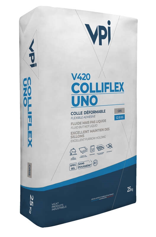 Mortier colle déformable pour carrelage, V420 COLLIFLEX UNO, sac de 25 kg
